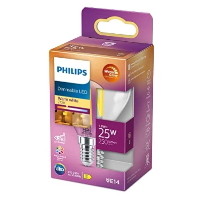 Afbeelding van Philips LED kogellamp Warmwit licht E14 25 W Transparant Dimbaar Energiezuinig Filament lamp
