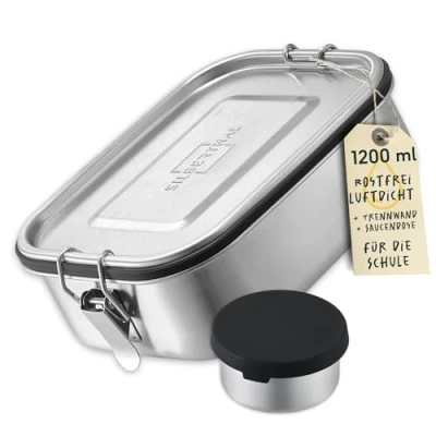 Afbeelding van Silberthal lunchbox van RVS met tussenschot plasticvrij 1200ml