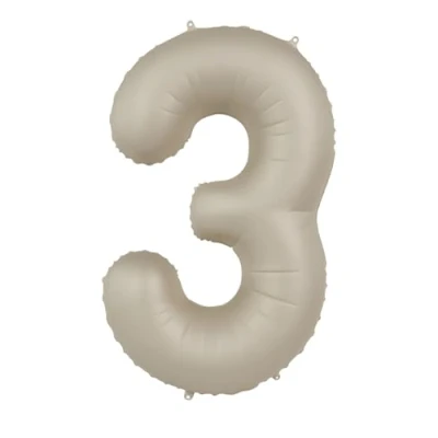 Afbeelding van Folat Folieballon Cijfer 3 Creamy Latte 86 cm