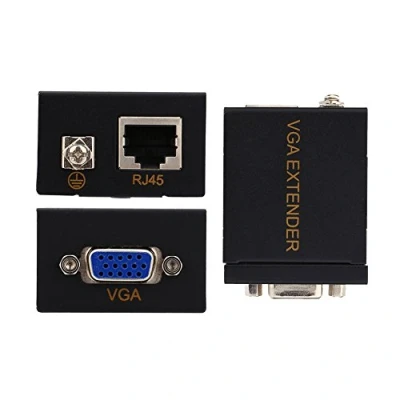 Afbeelding van 60M VGA Extender, RJ45 Cat6 Cat5 Ethernet Cable Extender Signaal Repeater Adapter (1 Transmitter + 1 Ontvanger)