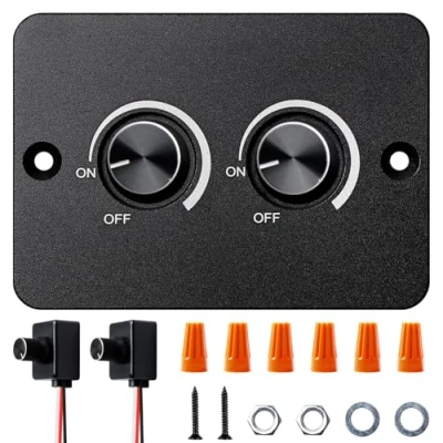 Afbeelding van led dimmer, DC 12 24 V, 5 A, dubbele dimschakelaar, PWM roterende RV lichtschakelaar, 3 draden, traploos dimmen voor lampen, boot, vrachtwagen, camper