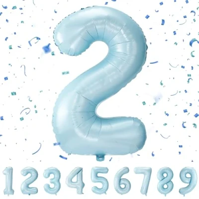 Afbeelding van Balloon verjaardagsgetallen blauwe ballon 2 jaar folieballon voor meisjes jongens in 40 inch verjaardagsdecoratie kinderverjaardag cijfer decoratie verjaardag vliegt met