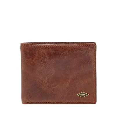 Afbeelding van Fossil Men&#039;s Ryan Rfid Flip Id Bifold Leather Wallet Dark Brown