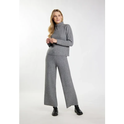 Afbeelding van DREIMASTER Vintage Dames Gebreide Trui XXL / Grijs Melange 69% Gerecycled Polyester 23% Polyacryl 6% Wol 2% Elastaan
