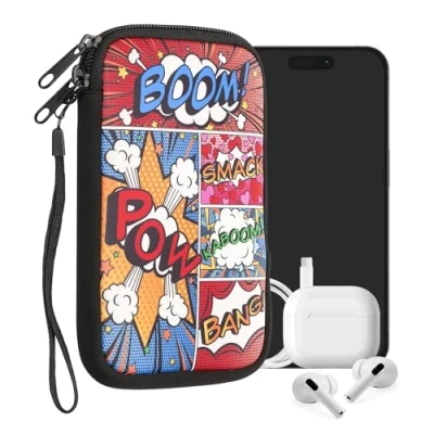 Afbeelding van kwmobile hoesje voor smartphones L 6,5&quot; hoes van Neopreen Stripboek design meerkleurig binnenmaat 16,5 x 8,9 cm