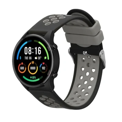 Afbeelding van kwmobile horlogebandje geschikt voor Xiaomi Mi Watch Color Sport / S1 Active polsband Smartwatch bandje van TPU Activity tracker horloge band in zwart grijs
