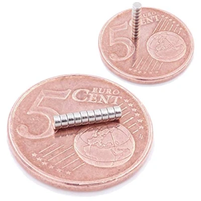 Afbeelding van Brudazon 20 mini schijfmagneten 2x1mm N52 sterkste niveau neodymium magneten ultrasterk Power magneet voor modelbouw, foto, whiteboard, notitiebord, koelkast, knutselen magnetische schijf extra sterk