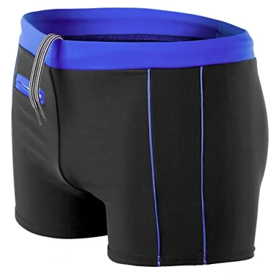 Afbeelding van Aquarti Heren Zwembroek Kort met Contrasterende Biezen, 010 Zwart/Blauw, 3XL