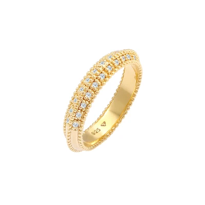 Afbeelding van Elli DIAMONDS Damesring verlovingsdiamant (0,12 ct.) in 925 Sterling Zilver Goud