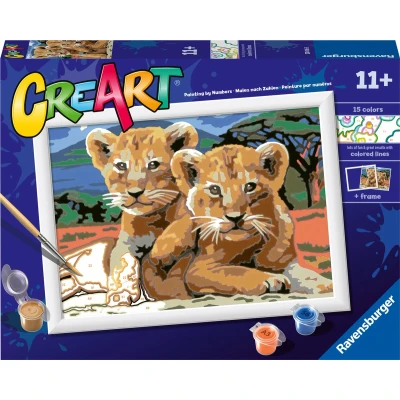 Afbeelding van Ravensburger CreArt Schilderen op Nummer Kleine Leeuwenwelpjes
