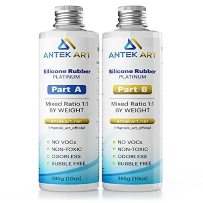Afbeelding van ANTEK ART Silicone Vorm Maak Kit Doorschijnend Vloeibaar Siliconenrubber Mengverhouding 1:1 Zelf Ontgassend, Snel Uithardend Voor Hars Mallen, Gieten, Sieraden, DIY Projecten (280g Kit)