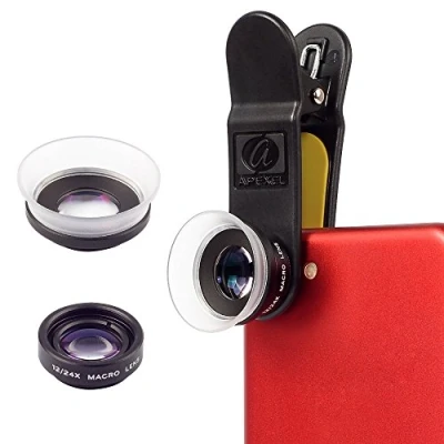 Afbeelding van Apexel Professionele HD 12X/24X Geavanceerde Macro Lens voor iPhone 6/6S plus SE Samsung Galaxy S6/S6 Edge S7/S7 en de meeste Smartphone &amp; Tablets, Zwart