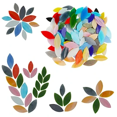Afbeelding van Belle Vous Glazen Blad Mozaïek Tegels (100 Stuks) Gemixte Kleuren met Geassorteerde Maten Handgesneden Glas in Lood Bloemblaadjes voor Handgemaakte KUY Hobby, Kunst en Huisdecoratie