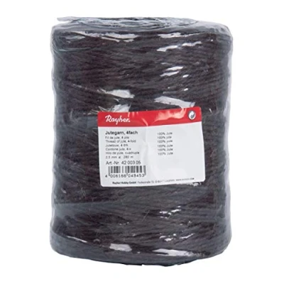Afbeelding van Rayher Hobby 4200305 jute garen, 3 voudig, diameter 3,5 mm, spoel 280 m, kleur donkerbruin, koord, bindgaren, decoratief donkerbruin