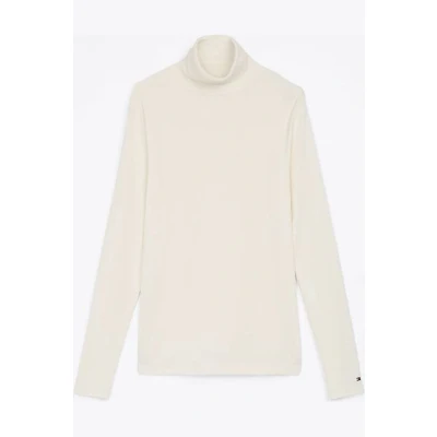 Afbeelding van Tommy Hilfiger ROLL NECK TEE Longsleeve, Heren, Maat: XL, Ivory petal