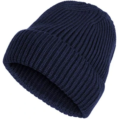 Afbeelding van styleBREAKER unisex fijn gebreide muts met rand, winterse 04024154, Farbe:Donkerblauw