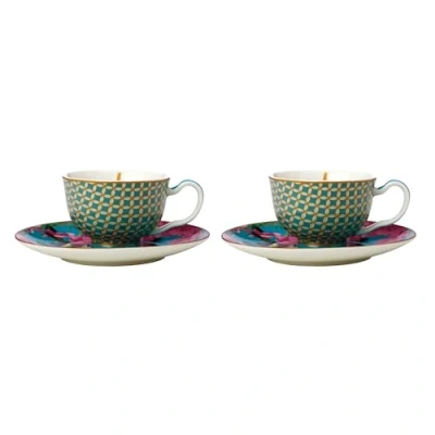 Afbeelding van Maxwell &amp; Williams HV0168 Espressokop Set 4 stuks 85 ml Porselein TC Silk Road, in geschenkdoos Blauw