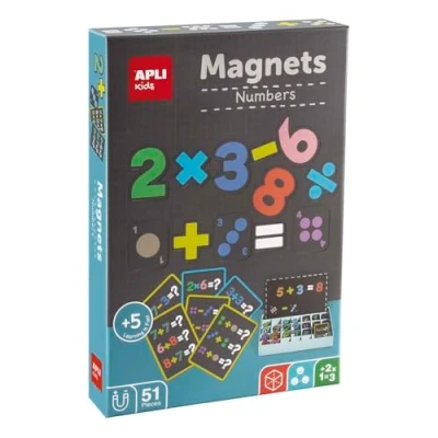 Afbeelding van APLI Kids 19444 Magneet getallen_ magnetisch cijferspel met bord en speelstenen om in de wereld van thema&#039;s te beginnen, pedagogische magneten voor kinderen vanaf 5 jaar