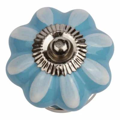 Afbeelding van Good in Style Meubelknop 40mm blauw wit bloem