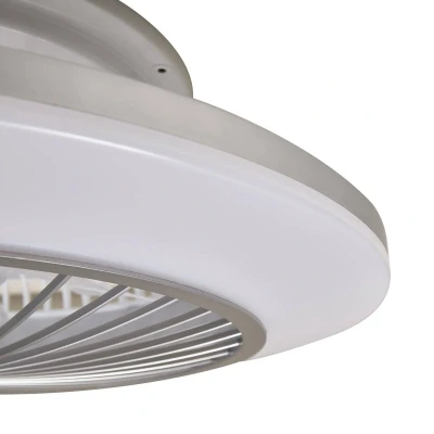 Afbeelding van Lindby Plafondventilatoren met verlichting dimmer Aluminium, polycarbonaat, ABS kunststof, ijzer H: 19.5 cm zilver, opaal