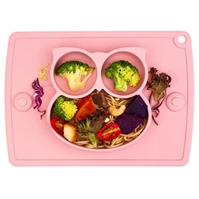 Afbeelding van Baby siliconen placemat, antislip voerplaat voor peuters Kinderen met sterke zuigkracht Past op de meeste kinderstoeltjes BPA vrij FDA goedgekeurd, vaatwasserbestendig magnetronbestendig