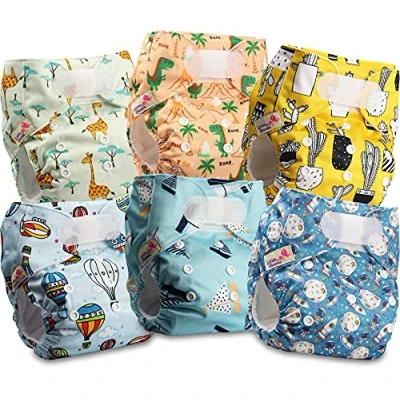 Afbeelding van Littles and Bloomz FLV2 0602 Herbruikbare luierbroekjes voor baby&#039;s Standaard klittenband 6 luiers