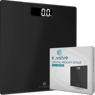 Afbeelding van e.volve Personenweegschaal Digitaal Precisie Weegschaal Zwart Digitale Personen Incl. Batterijen Precisieweegschaal