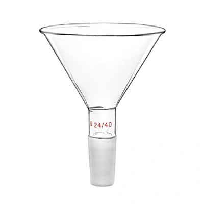 Afbeelding van QWORK glazen trechter, laboratoriumtrechter, korte steel poedertrechter, 100 mm diameter, 24/40 binnenverbinding