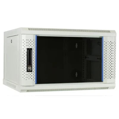 Afbeelding van DSIT 4U witte wandkast met glazen deur 600x450x280mm (BxDxH) serverbehuizing serverrack serverkast 19 inch