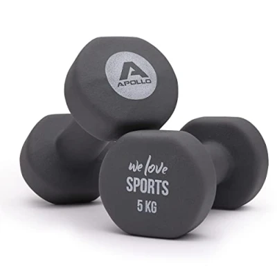 Afbeelding van Apollo Halterset Fitnesshalters, 2x5kg Inclusief Halterrek voor Dumbbells Vrouwen &amp; Mannen Dumbbell Weights 5kg Gewichten