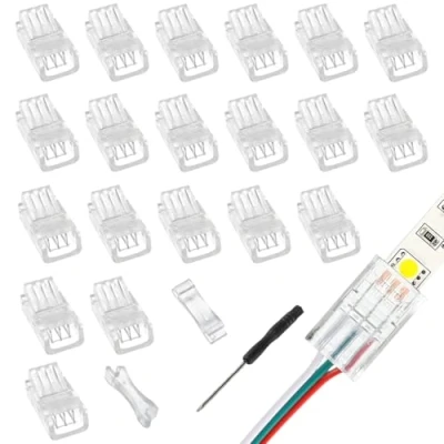 Afbeelding van EPLZON 3 Pin 8 mm LED COB Light Band Connector to Line Snelle RGB Adapter Duidelijke Spoorverlichting Spelloze voor 5050 (20st)