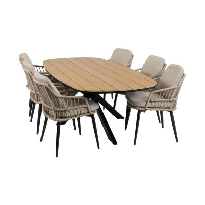 Afbeelding van Normin 7 delige tuinset 6 Isabel tuinstoelen Tuintafel Cadiz 240x115cm