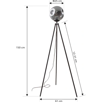 Afbeelding van Lindby vloerlamp Driepoot 1licht Glas, ijzer H: 150 cm E27 rookgrijs, koffie