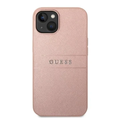 Afbeelding van Guess Saffiano Back Case Geschikt voor Apple iPhone 14 Plus (6.7&quot;) Roze