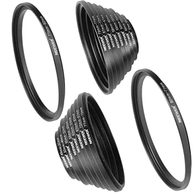 Afbeelding van Neewer 18 stuks metalen cameralensfilter adapter ringkit 9 opstapring + step down ringset compatibel met Canon Nikon Sony Olympus DSLR camera (zwart)
