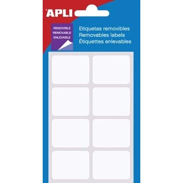 Afbeelding van Apli afneembare witte etiketten ft 25 x 40 mm (b h), 56 stuks, 8 per blad (1895), etui van 7 etiket