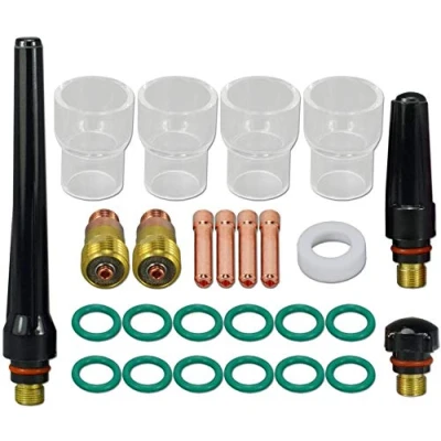 Afbeelding van RIVERWELD TIG stompe gaslens 17GL332 10N24S 2,40 mm geïsoleerde cup #12 13/16&quot; isolator 17GLG20 achterkap 57Y02 57Y04 Geassorteerde set voor SR WP 17 18 26 lastoorts stuks