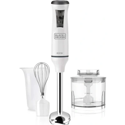 Afbeelding van Handblender Black &amp; Decker BXHBA600E 600W Roestvrij staal Wit