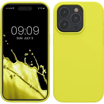 Afbeelding van kwmobile Case voor iPhone 15 Pro Slank TPU Hoesje met Zachte Afwerking In citroengeel
