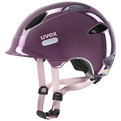 Afbeelding van uvex oyo lichte fietshelm voor kinderen individueel passysteem uitbreidbaar met led licht plum dust rose 50 54 cm