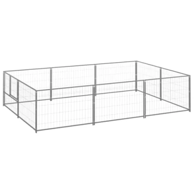 Afbeelding van vidaXL Hondenkennel 6 m² staal zilverkleurig