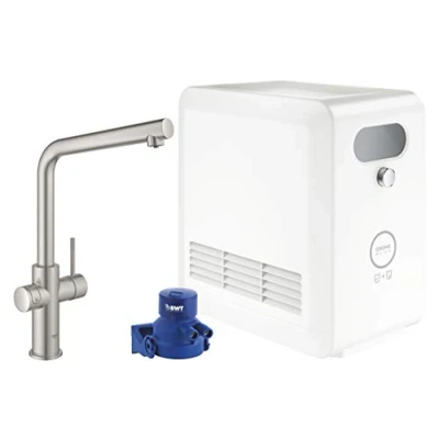 Afbeelding van Grohe blue professional keukenmengkraan met koeler duo eengreeps wifi bluetooth 221mm l uitloop draaibaar supersteel 31347dc3