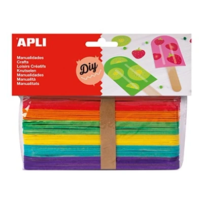 Afbeelding van Apli jumbo gekleurde houten sticks, blister met 40 stuks