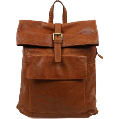 Afbeelding van Bear Design Rina Leren Rolltop Laptoprugzak 14 inch Cognac