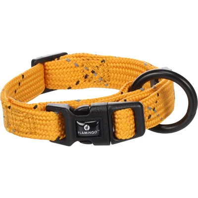 Afbeelding van Flamingo Halsband voor puppy&#039;s Dolly Oker XXS 15 25 cm 10 mm met klikgesp en reflecterende strepen
