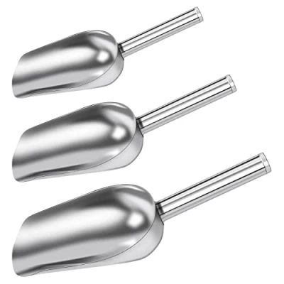 Afbeelding van Vesaneae 3 x multifunctionele schep van roestvrij staal, keukenschep, voederschep voor dieren, snoepschep, meelschep bruiloft, keuken, buffet, onbreekbaar