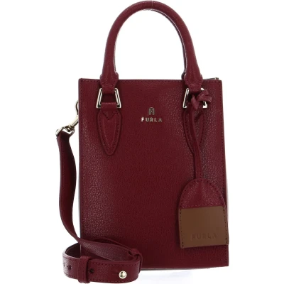 Afbeelding van FURLA Leren Schoudertas Handtas Magnolia Mini Tote Bag Ciliegia +Praline +Cognac Donkerrood