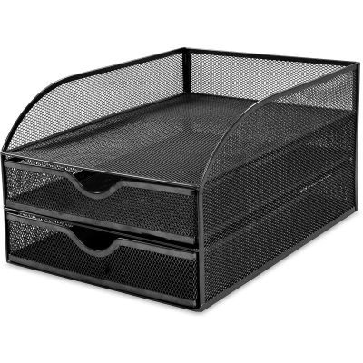 Afbeelding van OSCO Wiremesh 2 lade Papersorter Zwart