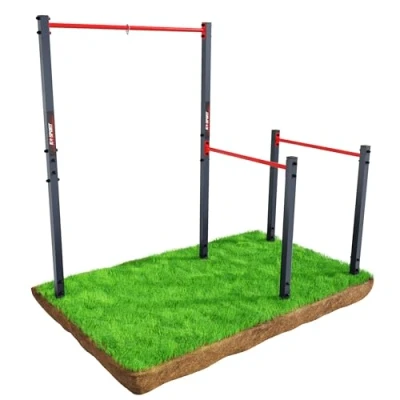 Afbeelding van K Sport: Stationaire outdoor optrekstang + dipstation, weerbestendig krachtstation met pull up bar &amp; dipstang, optrekstang, inclusief e book