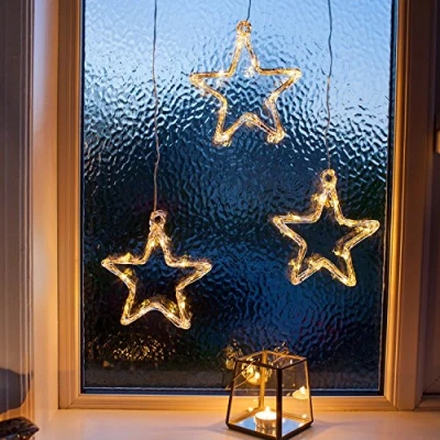 Afbeelding van Lights4fun Led ster, raamdecoratie, kerstdecoratie, timer, werkt op batterijen